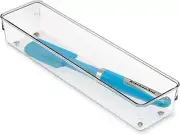 Interdesign 52530 Linus Clear Plastic Drawer Silverware Organizer 3.2 x 12.8 x 2