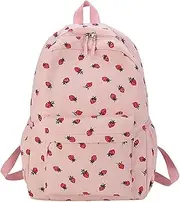 [AZURAOKEY] Cute Strawberry Shortcake Aesthetic Backpack for Woman, Kawaii Coquette Corduroy Bookbag for 8-12 12-14 Elementary/