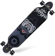 Sports Longboard Skateboard, ABEC-11 Chrome Steel Bearing 41 Inches 7-Layer A-Level Maple Wolf Pattern Four-Wheel Skateboard Suitable for Adult Men Women