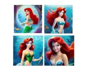 Ariel Little Mermaid Tags Set Junk Journals Scrapbook USA Seller
