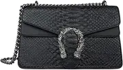 [INOVERA] Vegan Leather Girl’s Cross-body Shoulder Sling Bag Clutch Purse With Adjustable Chain Strap (Black), Black