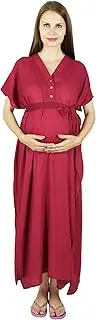 [Bimba] Maternity Hospital Kaftan with Belt Night Gown, Front & Back Buttons