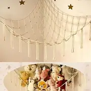 LMSNE Large Macrame Toy Hammock, Stuffed Animal Storage Net, Corner Organiser for Nursery, Bedroom