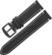[CCACHE] Oil Wax Leather Watch Band Bracelet 20mm 22mm Fit for Samsung Galaxy Watch 42 46mm Watch Straps Fit for Huawei GT2(Black-Black Clasp,22mm)