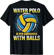 [X.Style] Water Polo Swimmers with Balls Water Polo Player Gift Back ds2606 T-Shirt Black