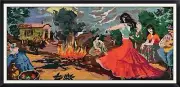 Handmade Embroidered Picture Needlework "Tabor Gypsy Campfire"