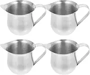 Alipis Milk Frothing Pitcher, Stainless Steel Coffee Creamer Pitcher 4pcs 60ml Vintage Espresso Pourer Metal Latte Cup Milk Steamer Jug Tea Serving Pot for Syrup Honey