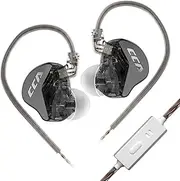 CCA CRA Ultra Thin Diaphragm Dynamic Driver IEM Headphones, Music Bass in-Ear Monitor with Cable, Detachable 2-Pin OFC Cable, Audiophile Singers(Black, with Microphone)