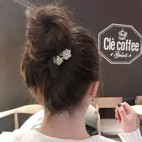 在飛比找旋轉拍賣優惠- 韓國東大門 氣質甜美鑲鑽珍珠蕾絲蝴蝶結髮圈 髮繩