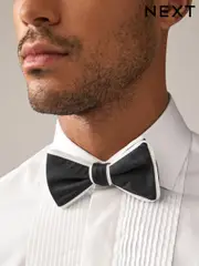 Black/White Piped Bow Tie (B20171) | $15