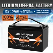 12V 100Ah LiFePO4 Deep Cycle Lithium ion Phosphate Battery 4WD RV Camping Marine