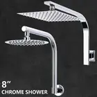 WELS Chrome Round/Square 8" Rainfall Shower Head Wall Mounted Gooseneck Arm Set