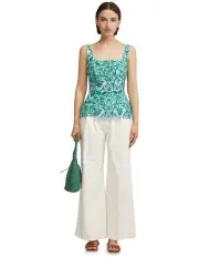 [Oxford] Jacqueline Printed Peplum Top in Blue/Green