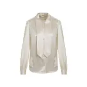 [Saint Laurent] Saint Laurent-Chalk White Silk Blouse-Donna 36 FR