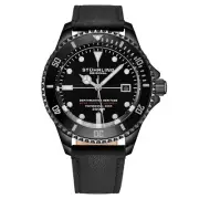 Stuhrling 883HB 01 Depthmaster Automatic Diver Date Leather Mens Watch