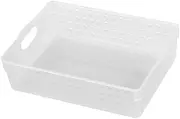 TEHAUX Plastic Storage Basket Large Hollow Out File Organizer for Desktop Office Storage to Keep Your Workspace Tidy White