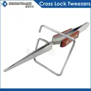 Fiber Grip Tweezers Blunt Tip Cross Lock Stand Up Third Hand Jewelry Soldering