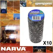 10 Rolls Narva 20 Meters Black PVC Flame Retardant Insulation Tape - 0.2 x 19mm