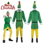5Pcs/Set Buddy the Elf Costume Men Christmas Elf Costume Cosplay Set Costume