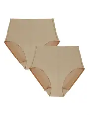 [Miraclesuit Shapewear] High Waist Light Shaping Brief Set of Two in Beige