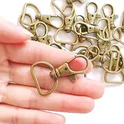 [YIXI-SBest] 20Pcs 360° Metal Swivel Trigger Snap Hooks Lobster Claw Clasps, Wide 3/4 Inch D Ring, Large Size Keychain Hooks, 20mm in ID, 40mm in Length, (3/4", Antique Brass)