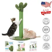 Durable Green Cactus Cat Scratcher for Indoor Kittens - 34" Tall Design