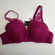 NEW Torrid Curves Push Up Plunge Bra 40C Underwire Lace Padded Convertible Strap