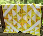 Handcrafted Sunlight in the Cabin Quilt, 59" Square, Throw, Lap, More