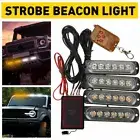 6LED Amber White Truck SUV Beacon Warning Indicator Hazard Flashing Strobe Light