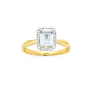 9ct Gold Aquamarine & Diamond Ring in Blue