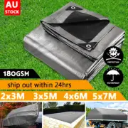 4 Size Tarpaulin Tarp Canvas Camping Poly Tarps Heavy Duty Cover 180gsm Silver
