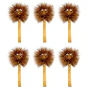 6x Brush Art 47cm Lion w/ Pole Outdoor Ornament Yard Patio Garden Decor Brown