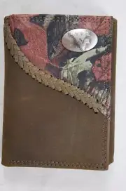 ZEP-PRO West Virginia Fence Row Camo Leather tri-fold Wallet Tin GIFT Box