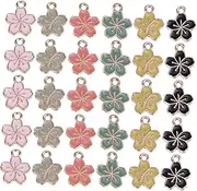 [KONTONTY] Diy Jewelry Kit 60pcs Flower Charms Pendants Alloy Sakura Flower for Necklace Random Color