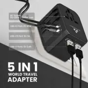 Universal Travel Power Adapter (2 Type-C + 2 USB-A) 5 in 1 Outlet Converter