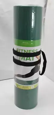 Essentials Thick Yoga Mat with Cinch Carrier Strap Textured Grip Green 72" x 24"