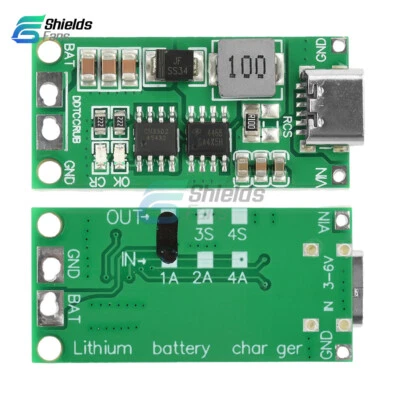 2S/3S/4S 1-4A Boost Module Li-ion Polymer Battery Charging Module Type-C DC3-6V