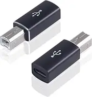 Danfetsoy USB C to USB B Printer Adapter, USB B Male to Type C Female Adapter for Printer, Electric Piano, Laptops (2pack, Black)