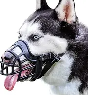 BARKLESS Dog Muzzle, Basket Muzzle Anti Biting Chewing, Sturdy Lightweight Cage Mouth Cover for Small Medium Large Sized Dogs, Allows Panting Drinking, Suitable for Grooming Trimming Training