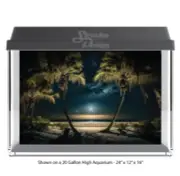 Dark Night Beach Scene Polyester Fish Tank Glass Backdrop Aquarium Background
