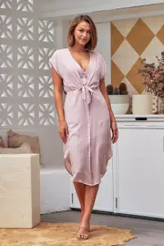 Lorena Pink Stripe Tie Front Dress