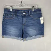 Old Navy Girl's Rolled-Cuff Jean Cut-Off Shorts Color Blue Size 12 Plus NWT