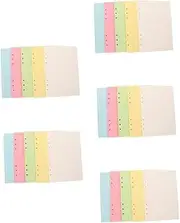 STOBOK 5sets Wide Ruled Loose Leaf Paper for Planner 5 Color A5 Binder Inserts 6 Hole Punched Refill Paper Planner Binder 100sheets*5