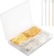 800PCS Head Pins, 2'' Flat Head Pins Eye Pins for Jewelry Making, Flat Head Eye