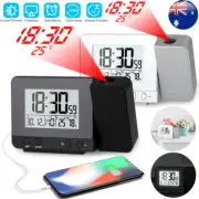 LED Digital Smart Projection Alarm Clock Temperature Time Projector LCD Display