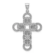 14k White Gold 2-D Circular Infinity Illusion Cross Charm