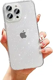 Glitter Clear Phone Case for iPhone 14 Pro Max 6.1 inch- Sparkle Bling Shockproof Rugged Protective Cover,Camera Lens Protection Anti-Yellowing Slim Design Crystal Transparent Case-White