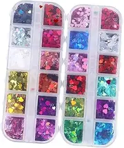 DONFAMDS Heart-Shaped Glitter Sequins for Nail Art of Manicure Glitter Stickers for Craft Projects Parties Special Events Elegant Design for Creative Nail Decor