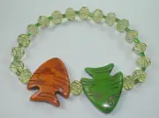 Yellow Crystal Stretch Bracelet with 2 Howlite Fish Handcrafted