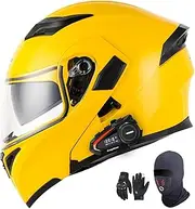 Bluetooth Motorbike Modular Full Face Helmet DOT/ECE Approved Flip up Anti-Fog Double Visor Helmet for Adults